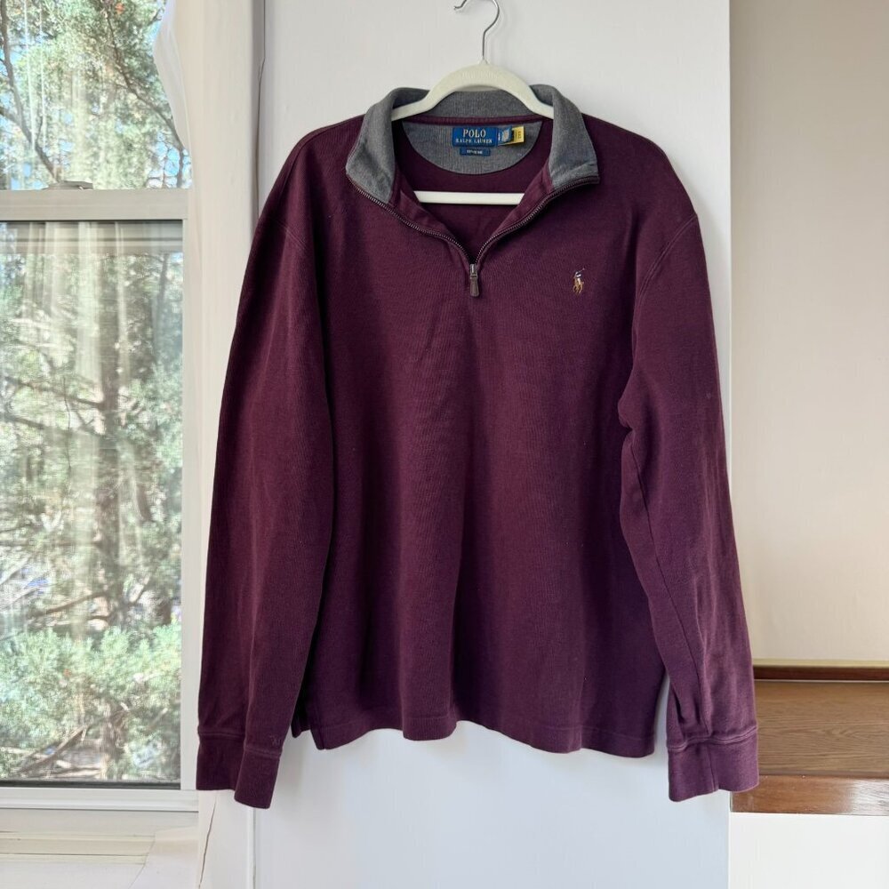 Polo Ralph Lauren Quarter Zip Pullover l Sweater Burgundy Red Large